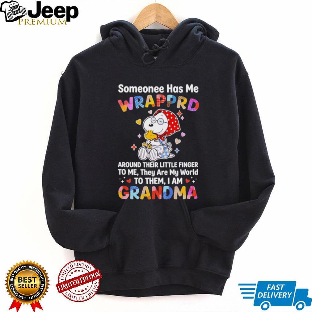 Snoopy Woodstock Peanuts someonee has me wrapprd around their little finger shirt