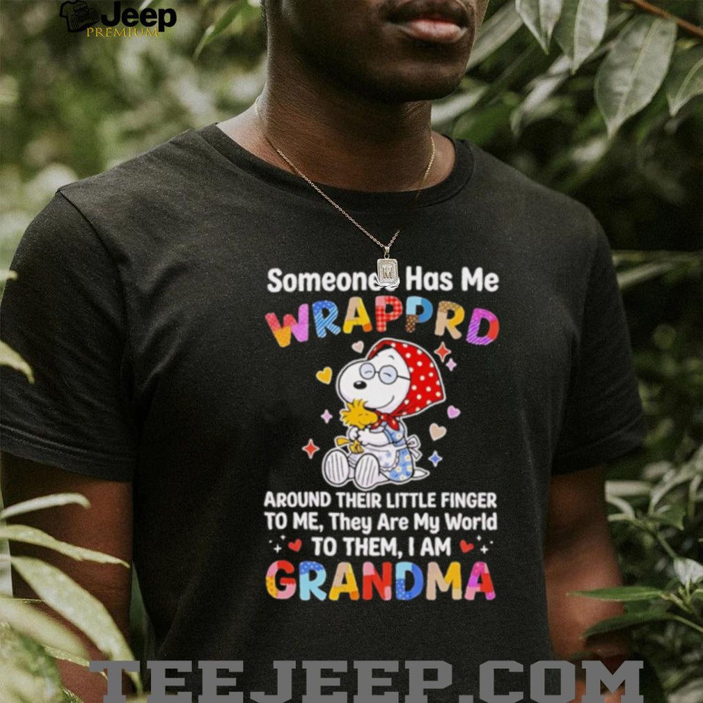 Snoopy Woodstock Peanuts someonee has me wrapprd around their little finger shirt
