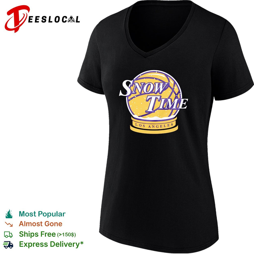 Snow Time Los Angeles Lakers basketball snow globe Showtime parody shirt