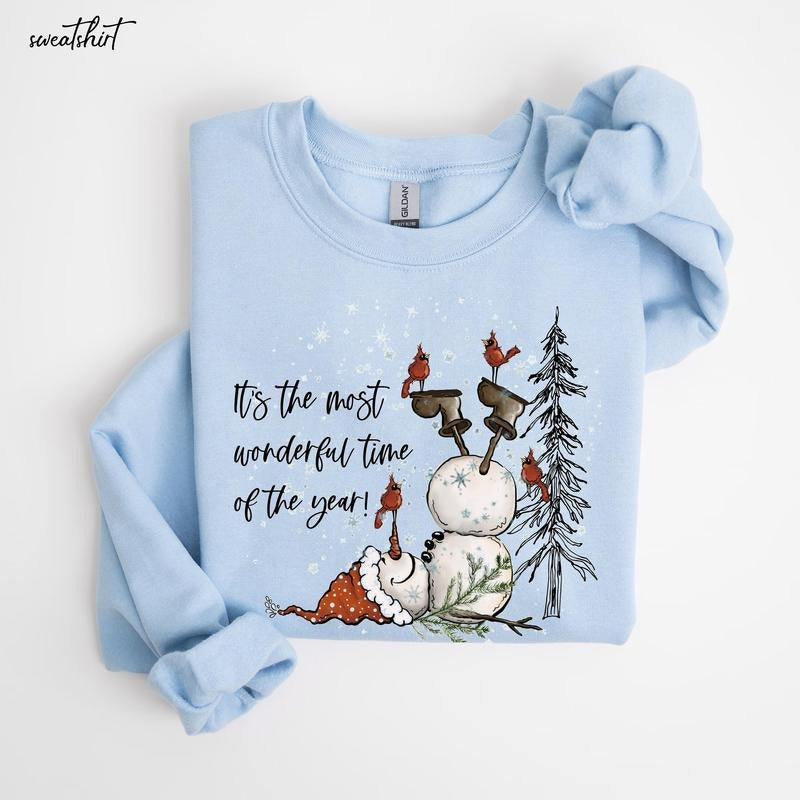 Snowman Shirt, Christmas Sweatshirt, It's The Most Wonderful Time Of The Year, Christmas Shirt, Christmas Shirt for...