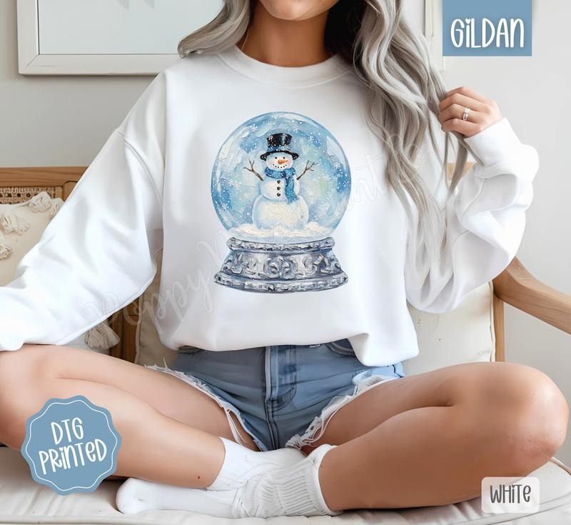 Snowman Snow Globe Sweatshirt, Winter Sweatshirt for Women T-Shirts, Hoodie | PodTeesHub.com