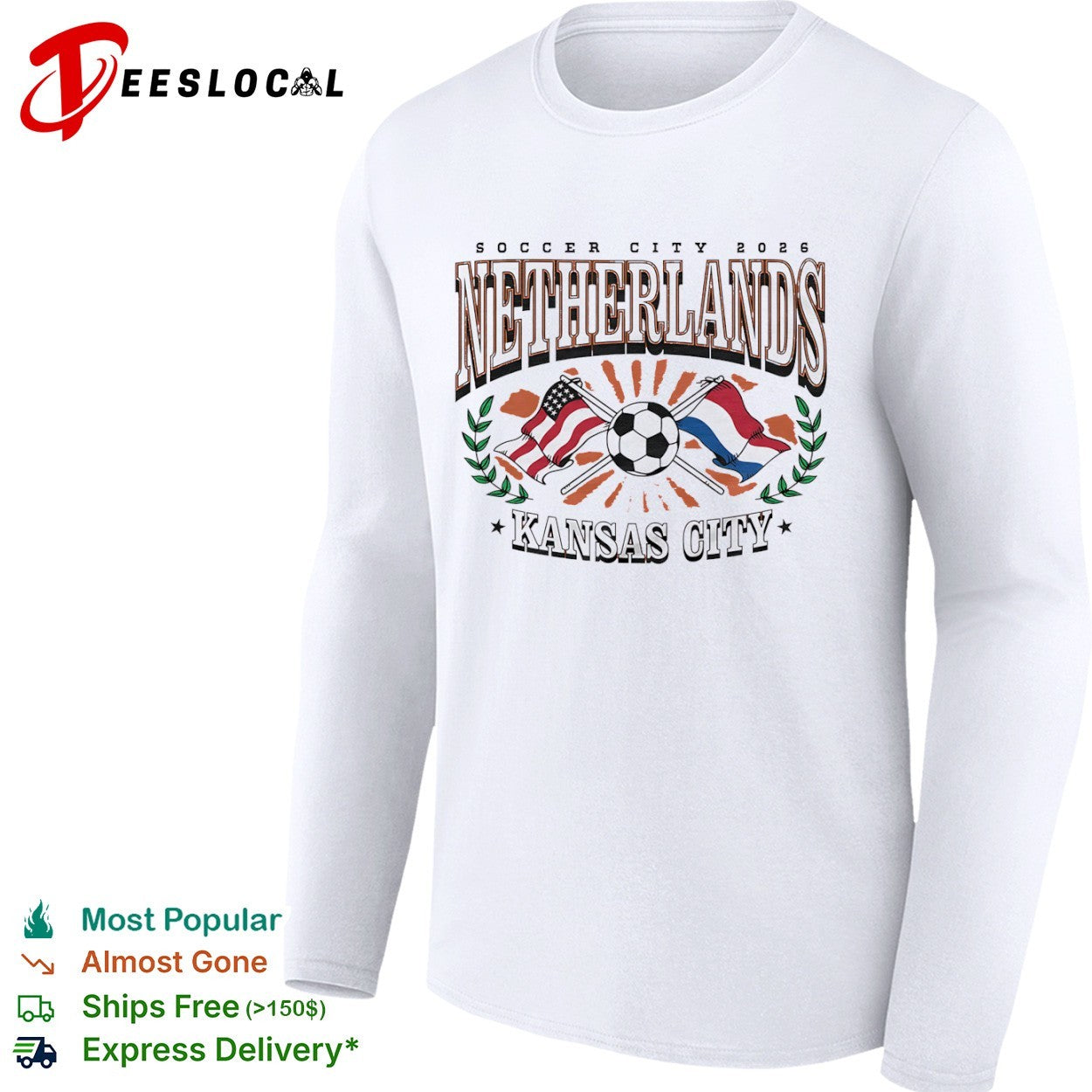 Soccer City 2026 Netherlands Kansas City United States Flag Soccer Ball shirt