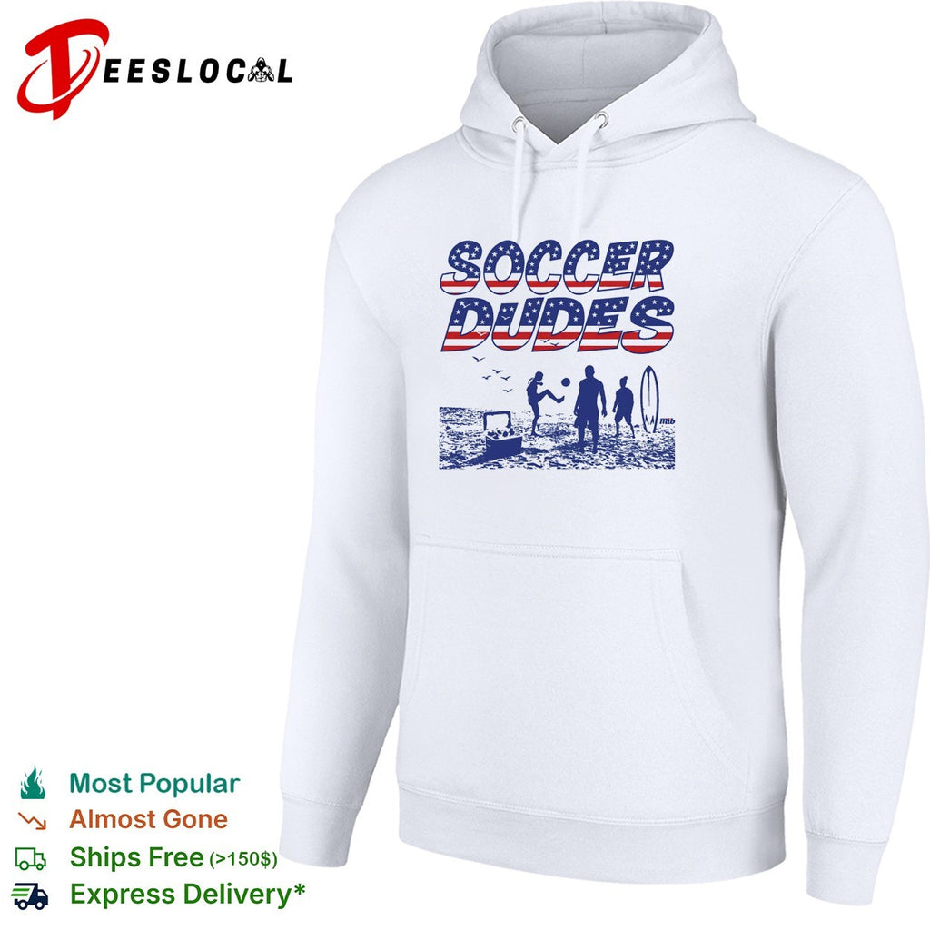 Soccer Dudes American flag beach scene shirt