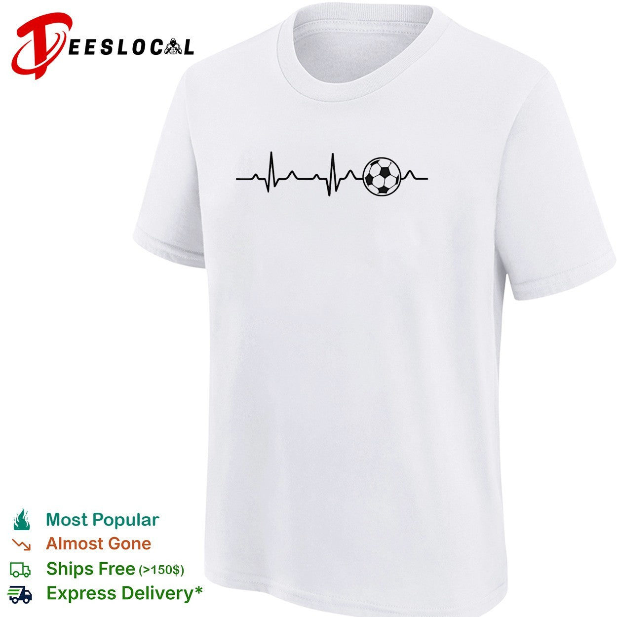 Soccer ball heartbeat EKG lifeline shirt