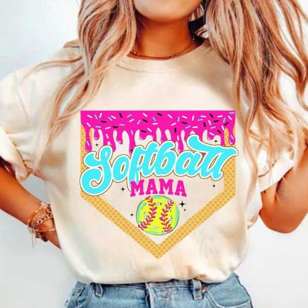 Softball Mama Drip Shirt, Softball Ice Cream Drip Tshirt, Game Day Mom Shirt Hoodie, Sweatshirt | PodTeesHub.com