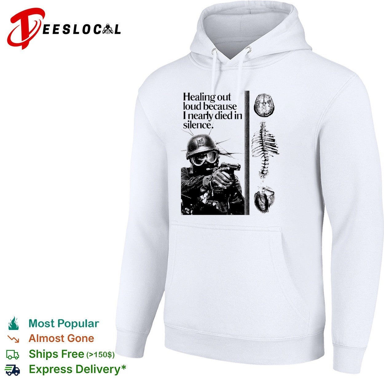 Soldier healing out loud because I nearly died in silence brain spine shirt