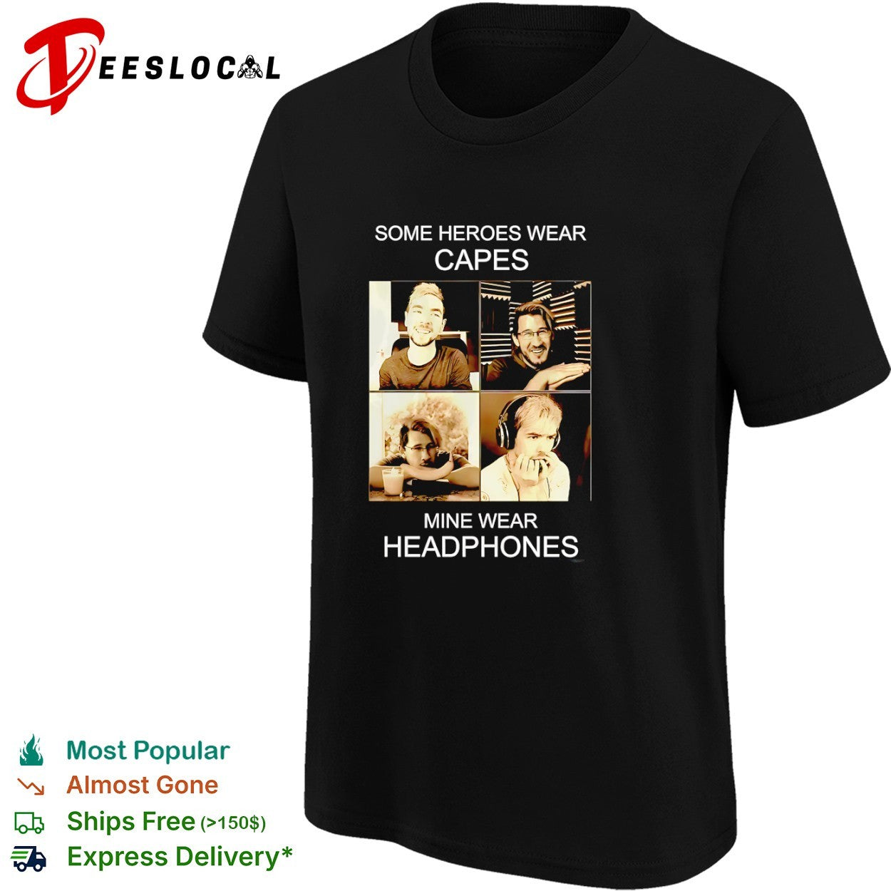 Some Heroes Wear Capes Mine Wear Headphones gaming streamer shirt