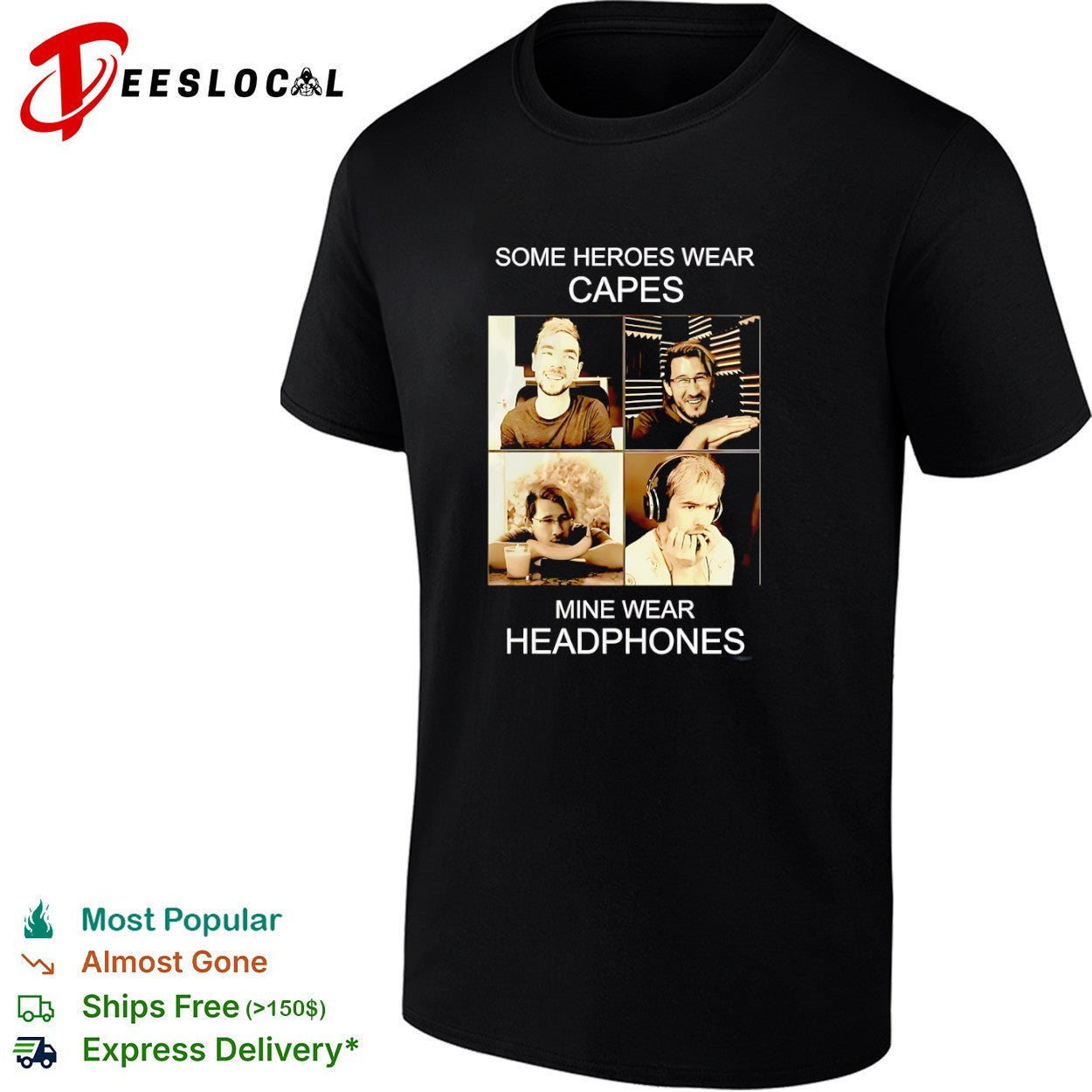 Some Heroes Wear Capes Mine Wear Headphones gaming streamer shirt