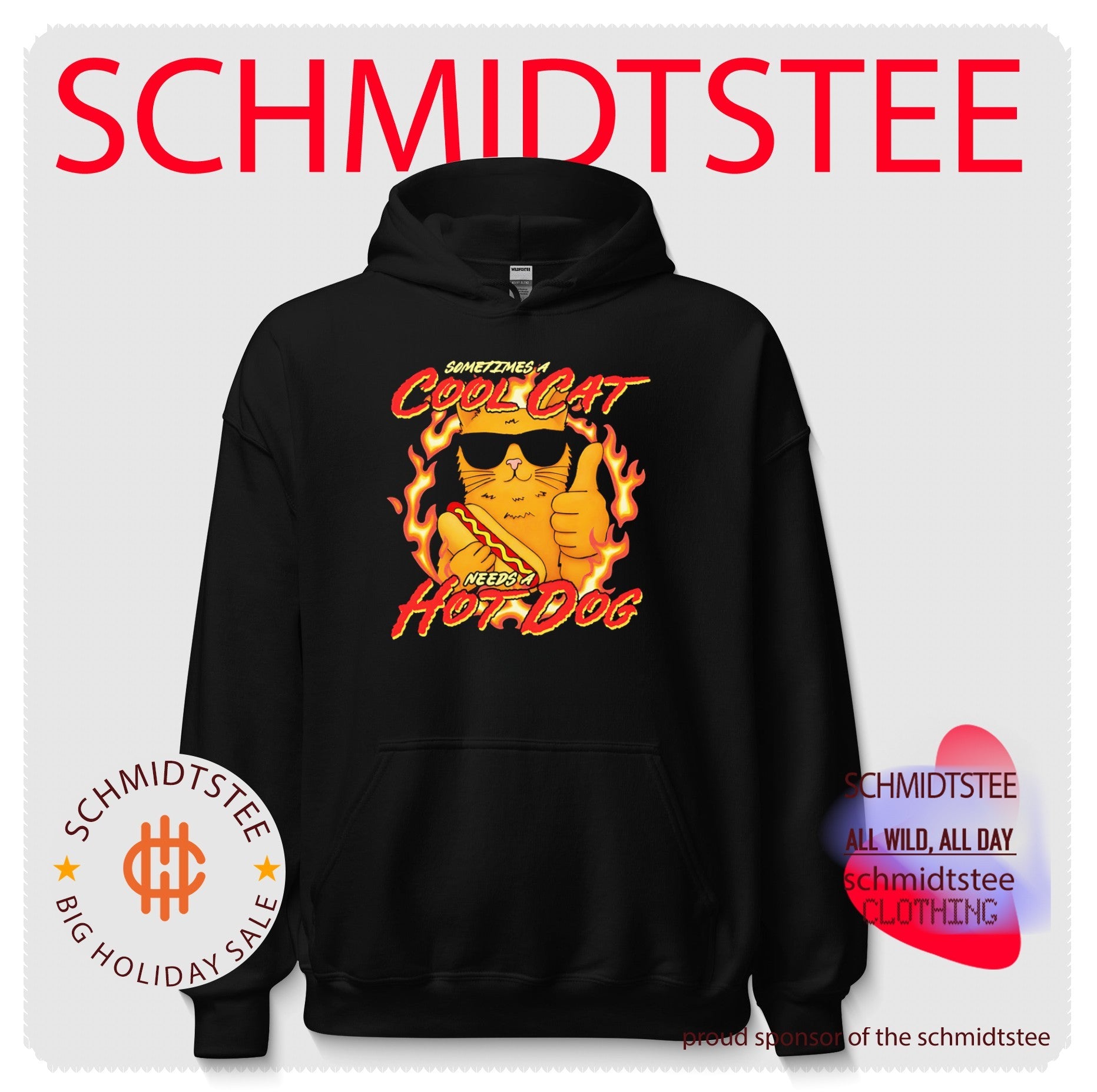 Sometime a cool cat needs a hot dog graphic shirt