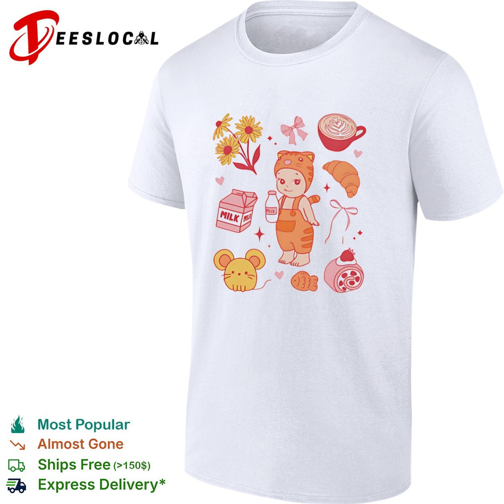 Sonny Angel Tiger Milk and Flowers Latte Croissant Mouse Strawberry Roll shirt