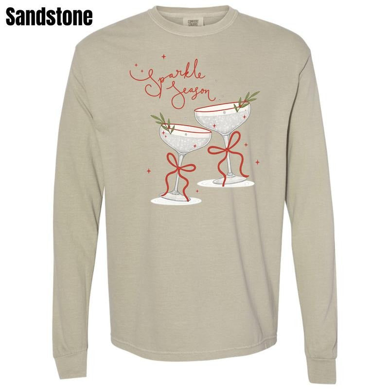 Sparkle Cocktail Season Comfort Colors Long Sleeve T-Shirt 'PFNLB' Hoodie, Sweatshirt | PodTeesHub.com
