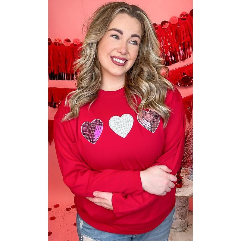 Sparkle Heart Boyfriend Long Sleeve - Cozy Valentine Vibes #SparkleHeart #ValentinesTee #LoveGlow T-Shirts, Hoodie,...