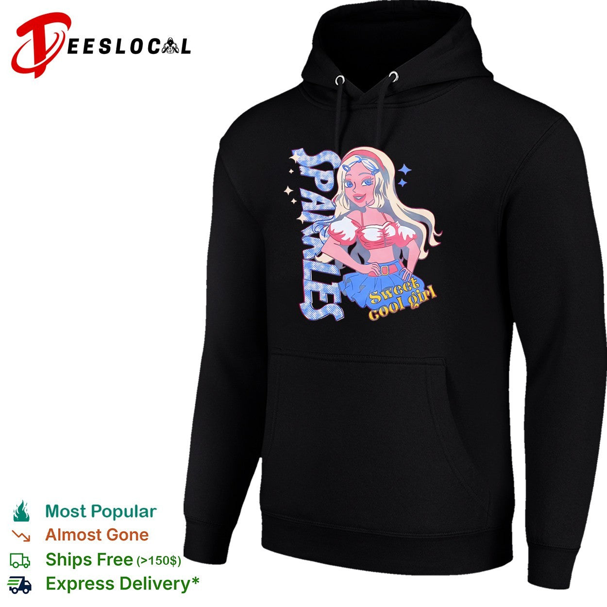 Sparkles Sweet Cool Girl Y2K Aesthetic Retro Cartoon Anime shirt