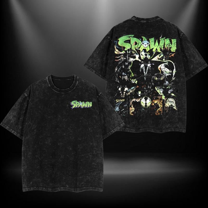 Spawn Double Printed Oversize Lightweight Acid Washed Tee TV Show Graphic Top Cotton Gift T-Shirt For Comic Lover, Gift...