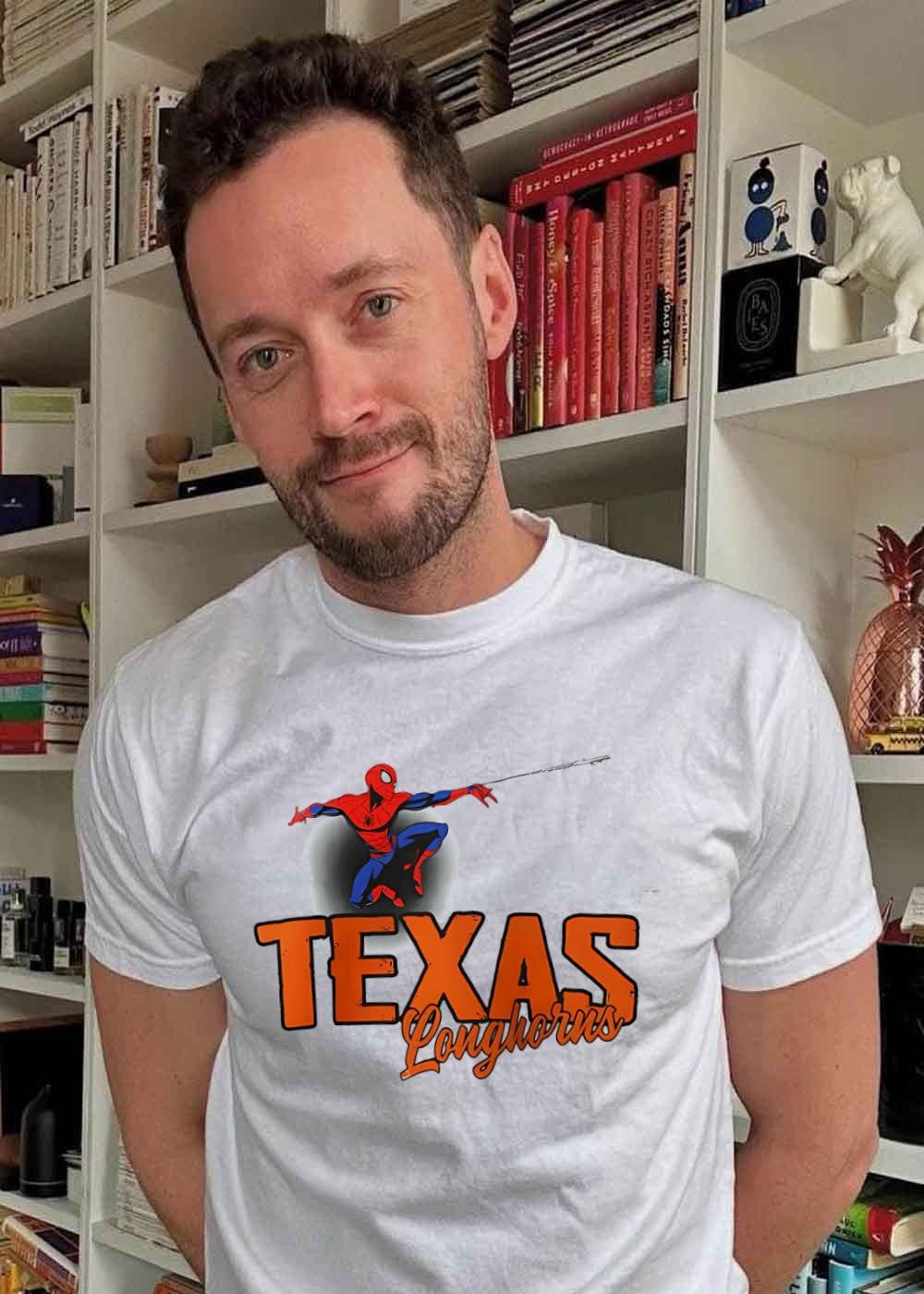 Spider-Man Swinging Texas Longhorns T-Shirt