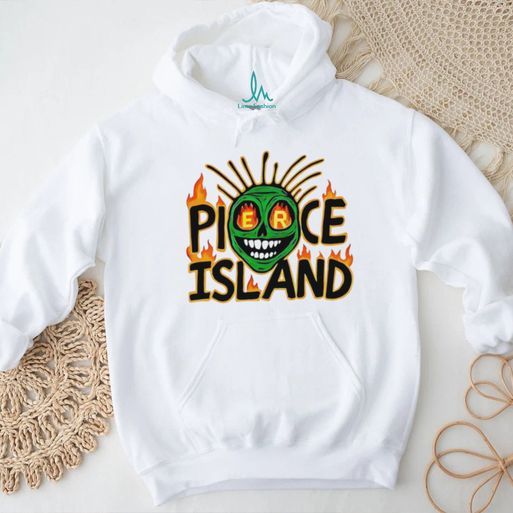 Spooky Island pierce Island green skull graphic shirt