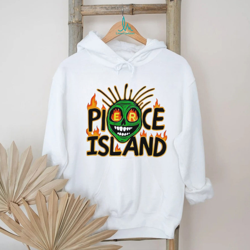 Spooky Island pierce Island green skull graphic shirt