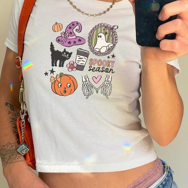 Spooky Season Baby Tee Y2k Baby Tee Halloween Baby Tee Womens Halloween Shirt Cute Fall Baby Tee Gift For Halloween...