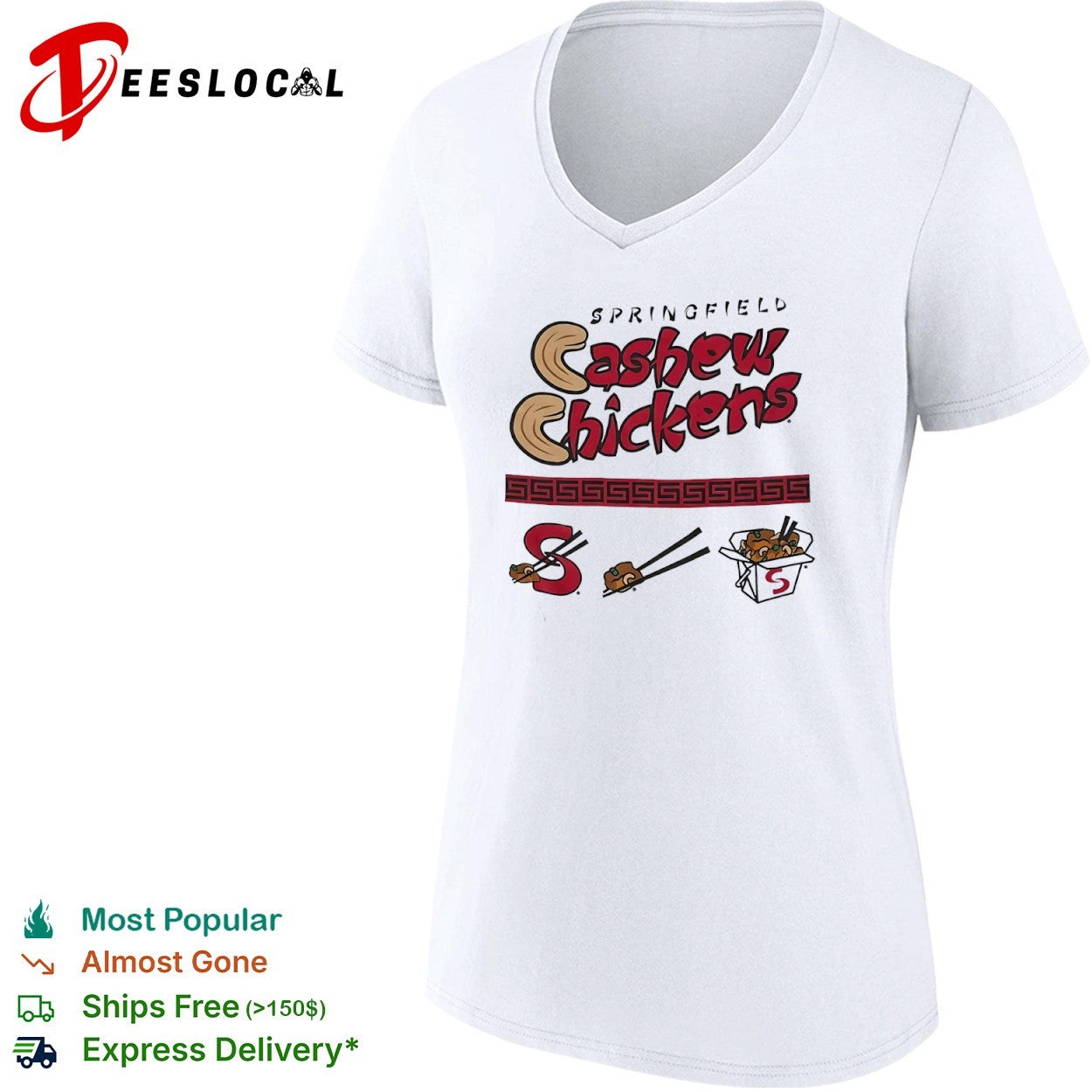 Springfield Cashew Chickens S Logo Chopsticks Takeout Box Food shirt