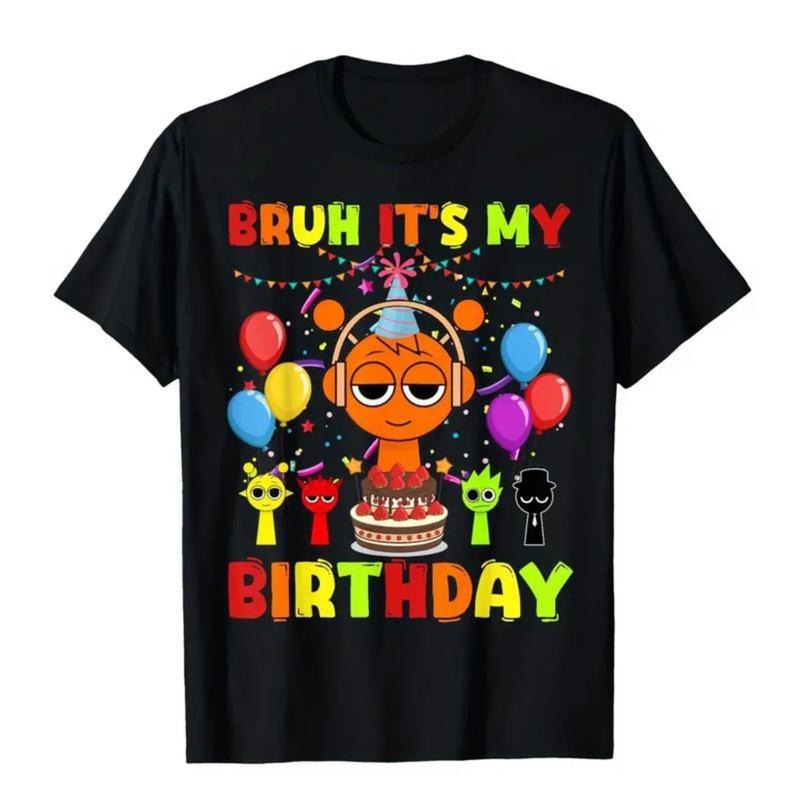 Sprunki Birthday T-Shirt For Kids Boys And Girls With Fun Cartoon Characters Perfect For Summer Casual Wear And Special...