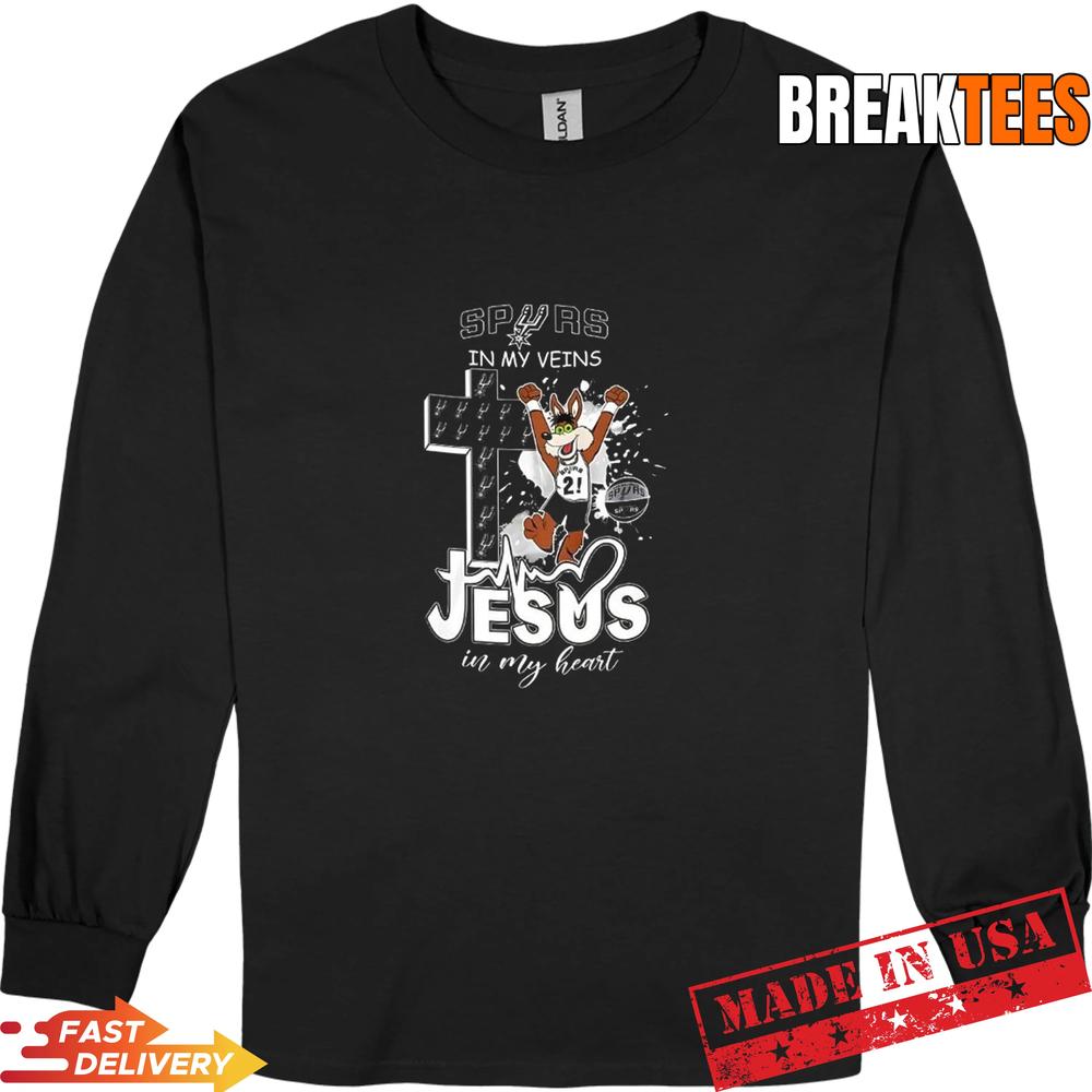 Spurs in my veins Jesus In My Heart Mascot T-Shirt