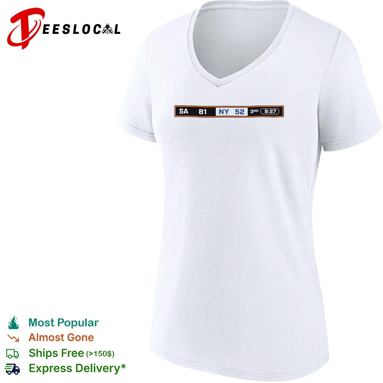 Spurs vs Knicks SA 81 NY 52 scoreboard shirt