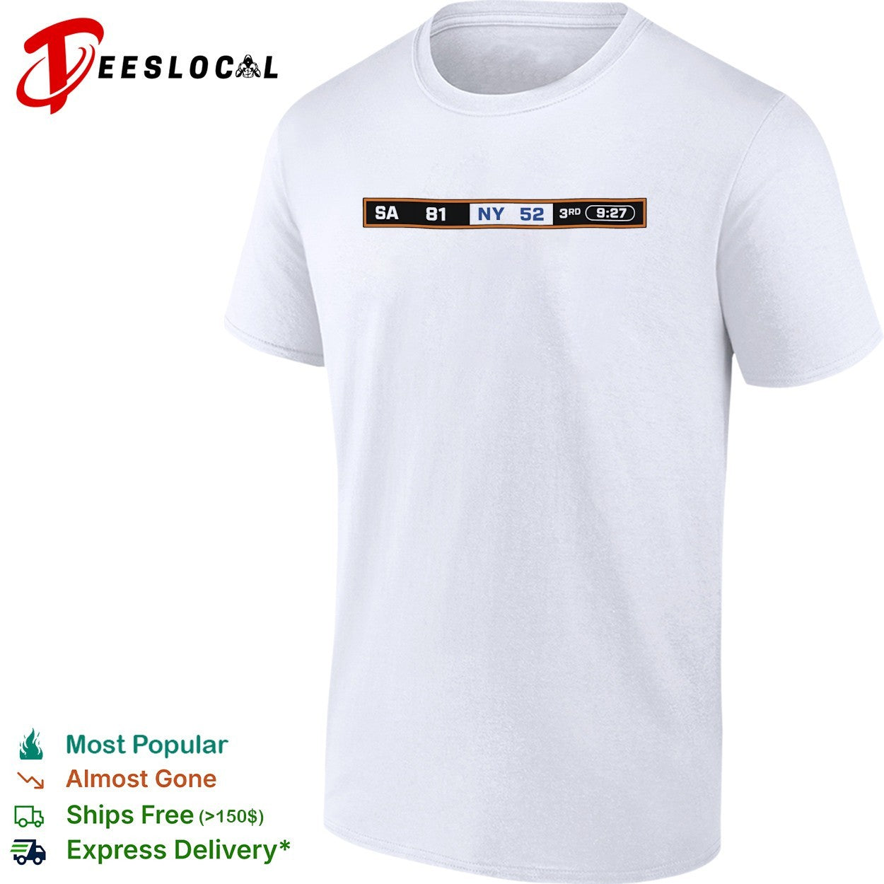 Spurs vs Knicks SA 81 NY 52 scoreboard shirt