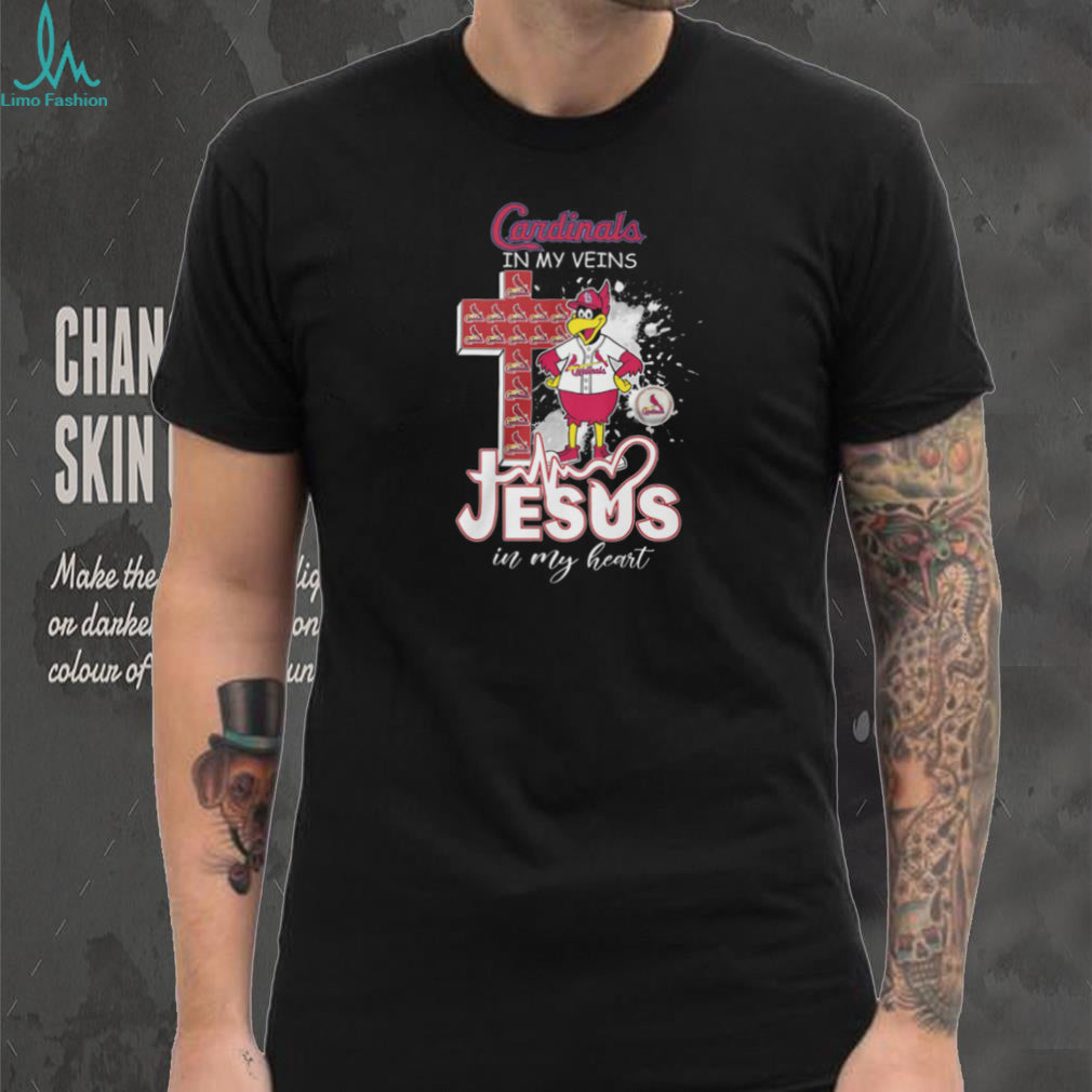 St Louis Cardinals In My Veins Jesus In My Heart Mascot T Shirt