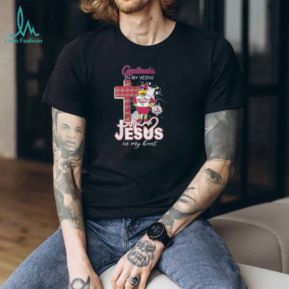 St Louis Cardinals In My Veins Jesus In My Heart Mascot T Shirt
