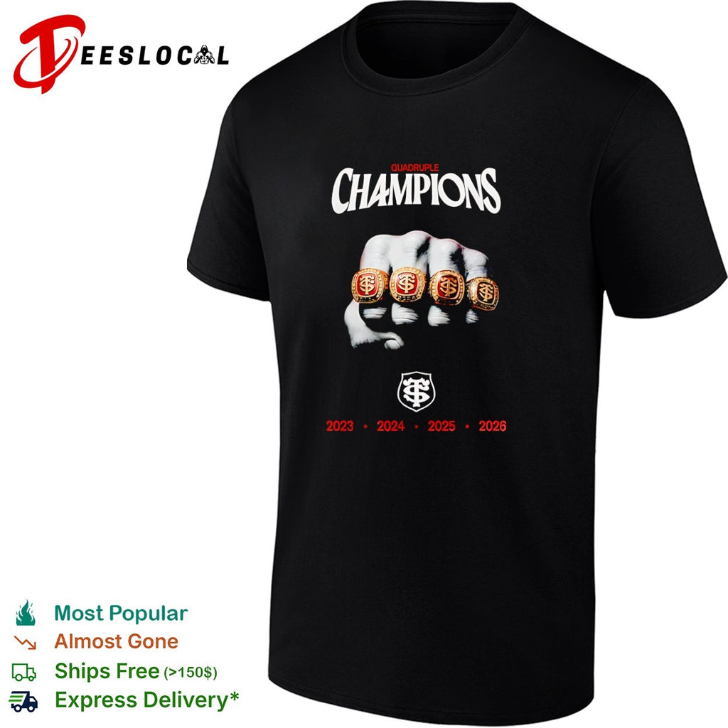 Stade Toulousain Quadruple Champions 2023 2024 2025 2026 Rugby Ring shirt