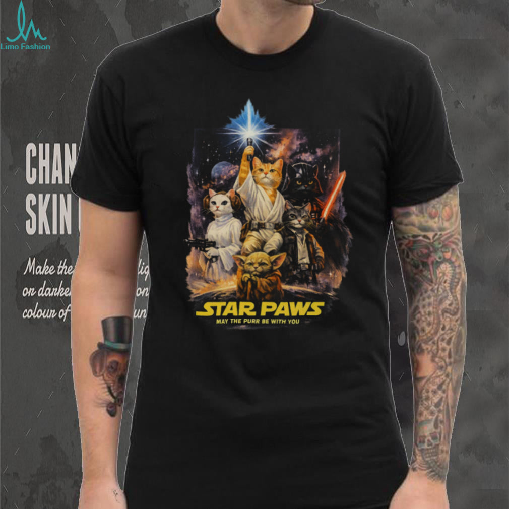 Star Paws May The Purr Be With You Sci Fi Cat Movie Parody T Shirt