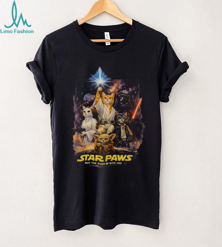 Star Paws May The Purr Be With You Sci Fi Cat Movie Parody T Shirt