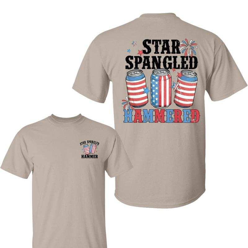 Star Spangled Hammered T-Shirt,  Independence Day Tee, Funny Patriotic 4th of July Shirt, Patriotic Beer Lover Shirt,...