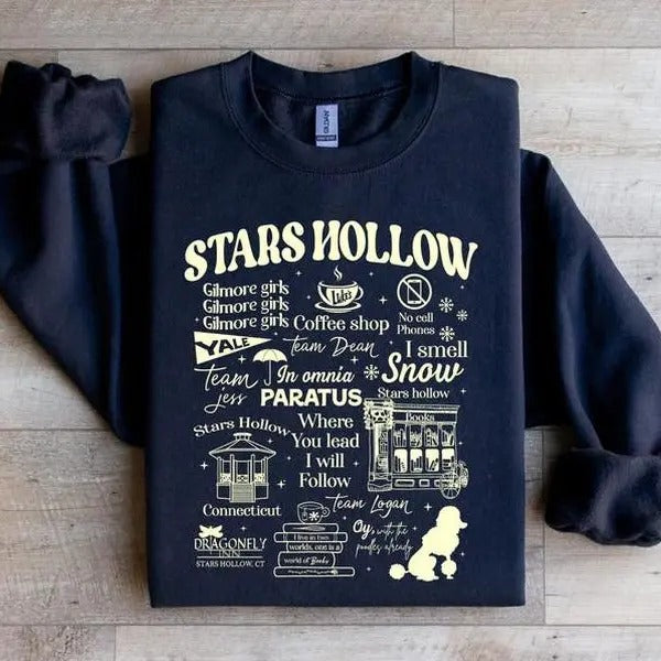 Stars Hollow Sweatshirt, Stars Hollow Where You Lead I Will Follow Shirt, Gilmore girls, Lukes Coffee Shop, Vintage Lukes...