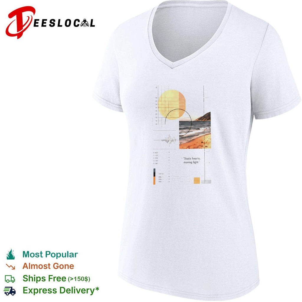 Static hearts moving light beach photo collage shirt