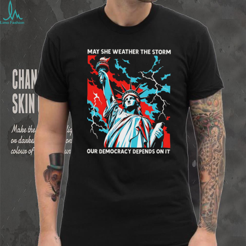 Statue of Liberty Democracy Storm Graphic T Shirt