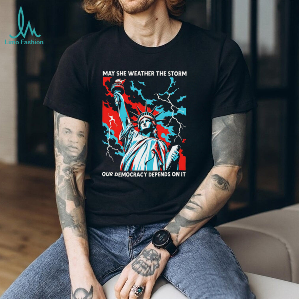 Statue of Liberty Democracy Storm Graphic T Shirt