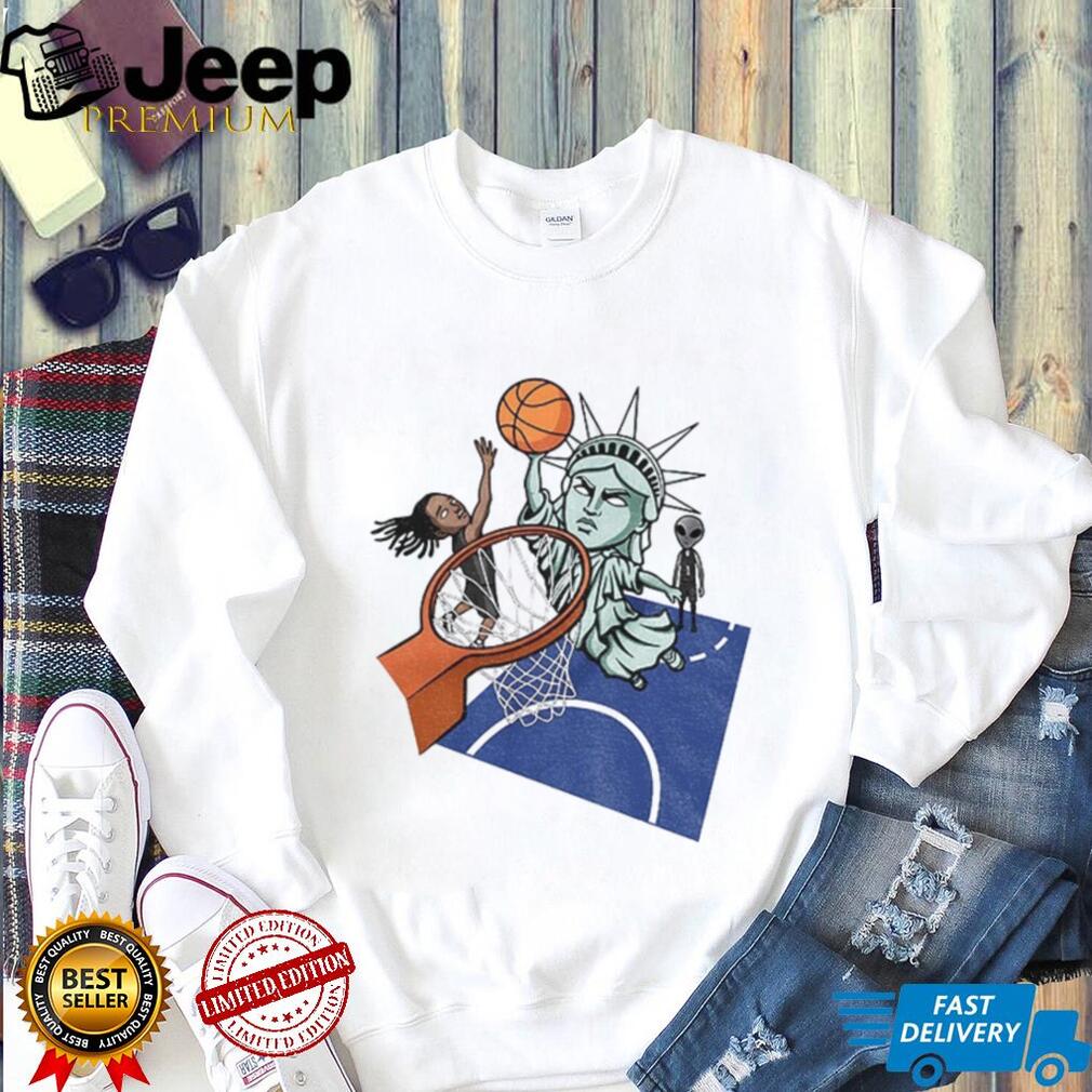 Statue of Liberty OG Anunoby Tip in New York Knicks Basketball NBA cartoon shirt