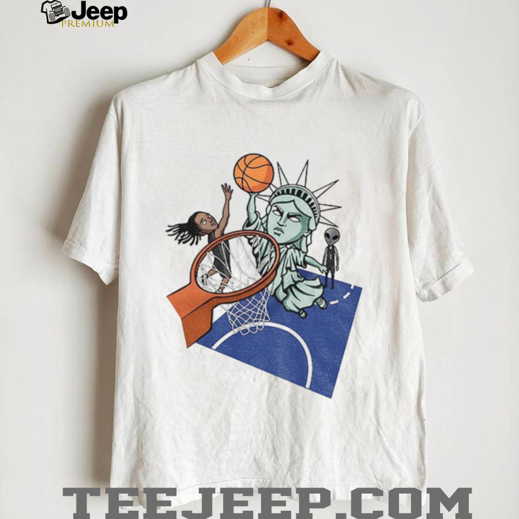 Statue of Liberty OG Anunoby Tip in New York Knicks Basketball NBA cartoon shirt