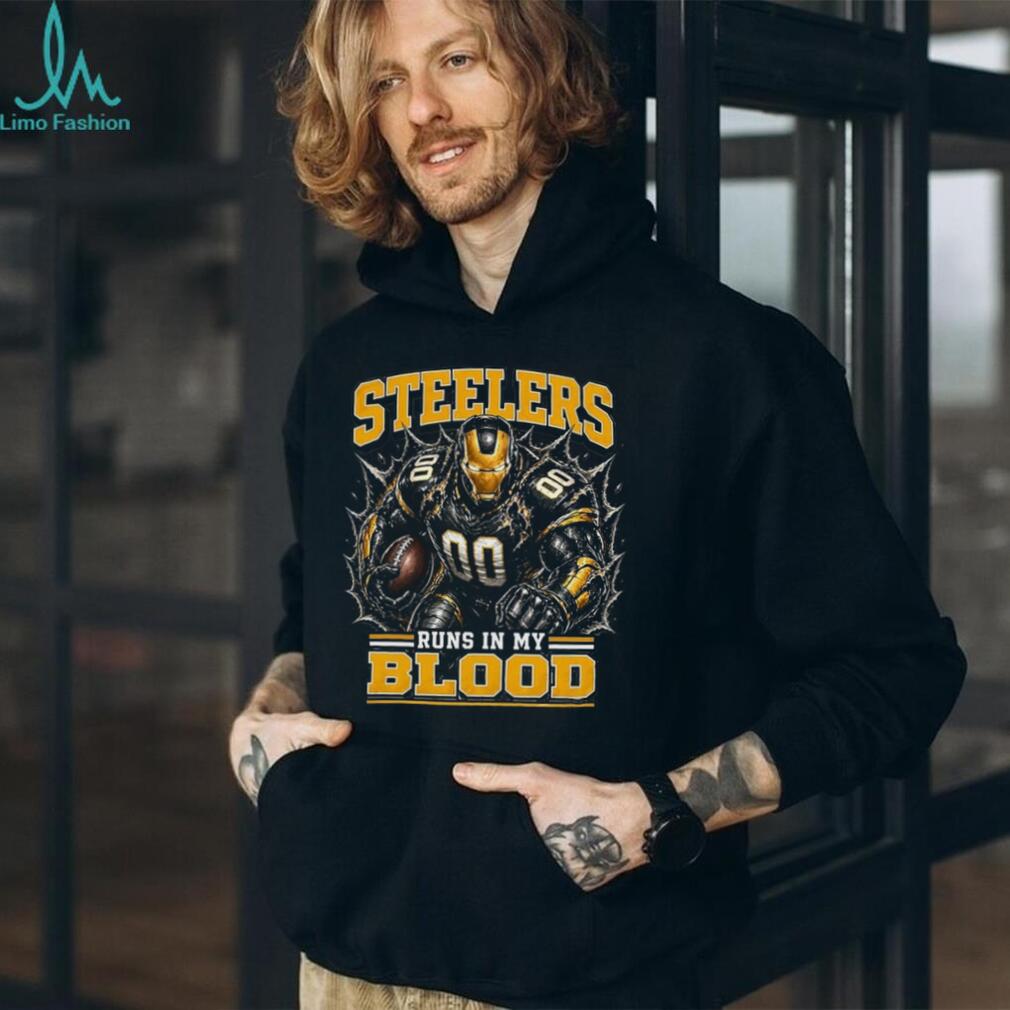 Steelers Football Runs In My Blood Vintage Retro Sports Fan Apparel For Men Women Shirt
