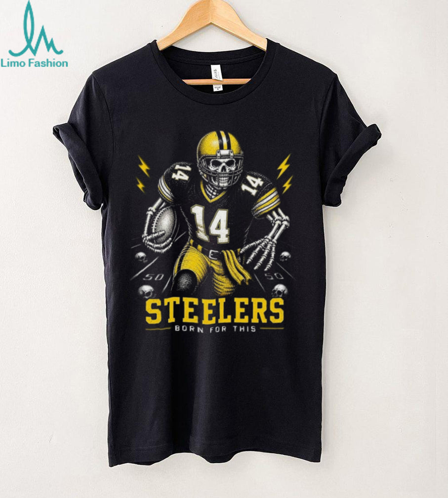 Steelers Football Skull Born For This Retro Vintage Game Day Gift Fans Men Women Shirt