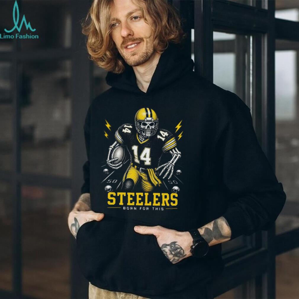 Steelers Football Skull Born For This Retro Vintage Game Day Gift Fans Men Women Shirt