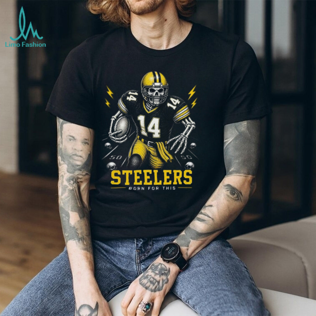 Steelers Football Skull Born For This Retro Vintage Game Day Gift Fans Men Women Shirt