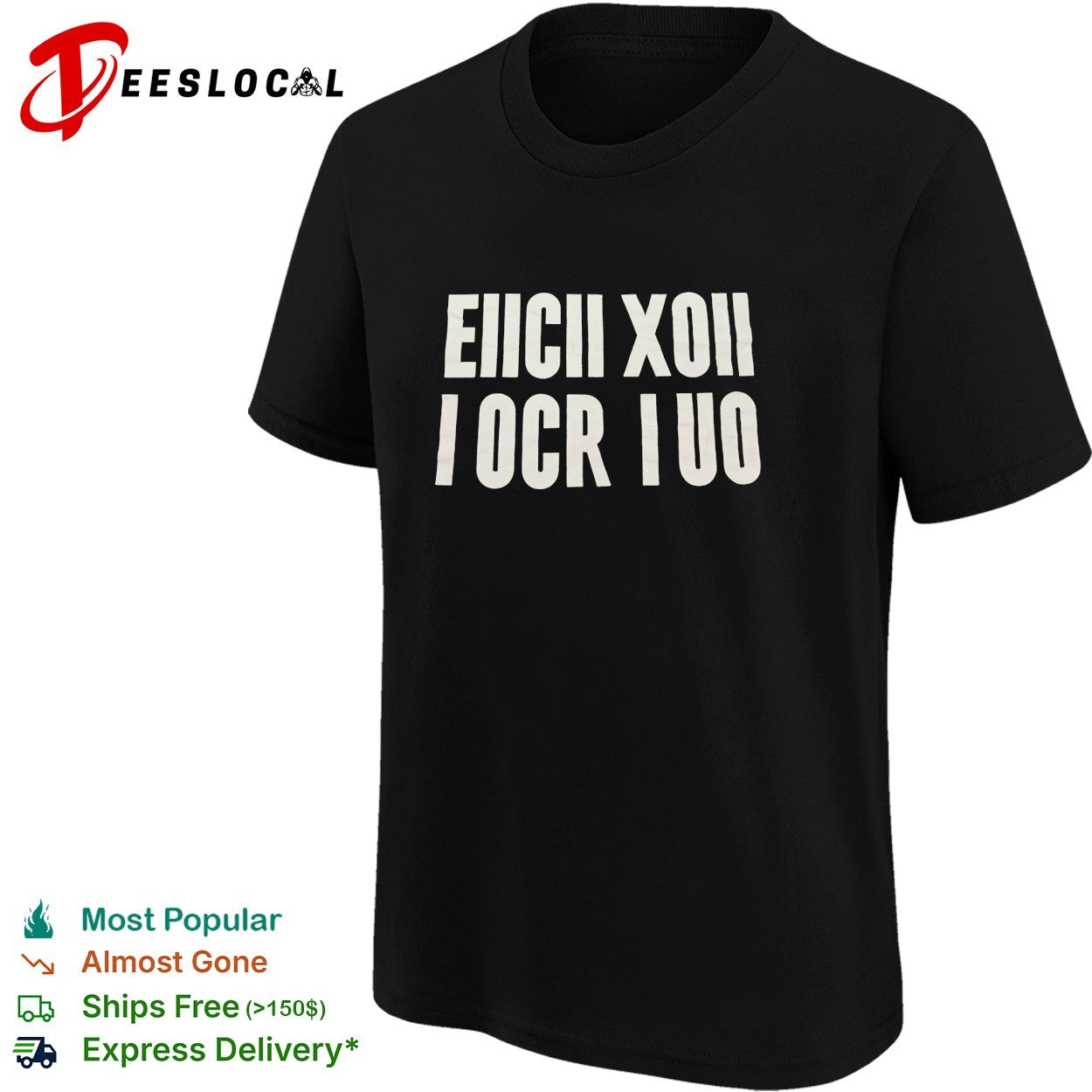 Stencil block letters abstract text shirt