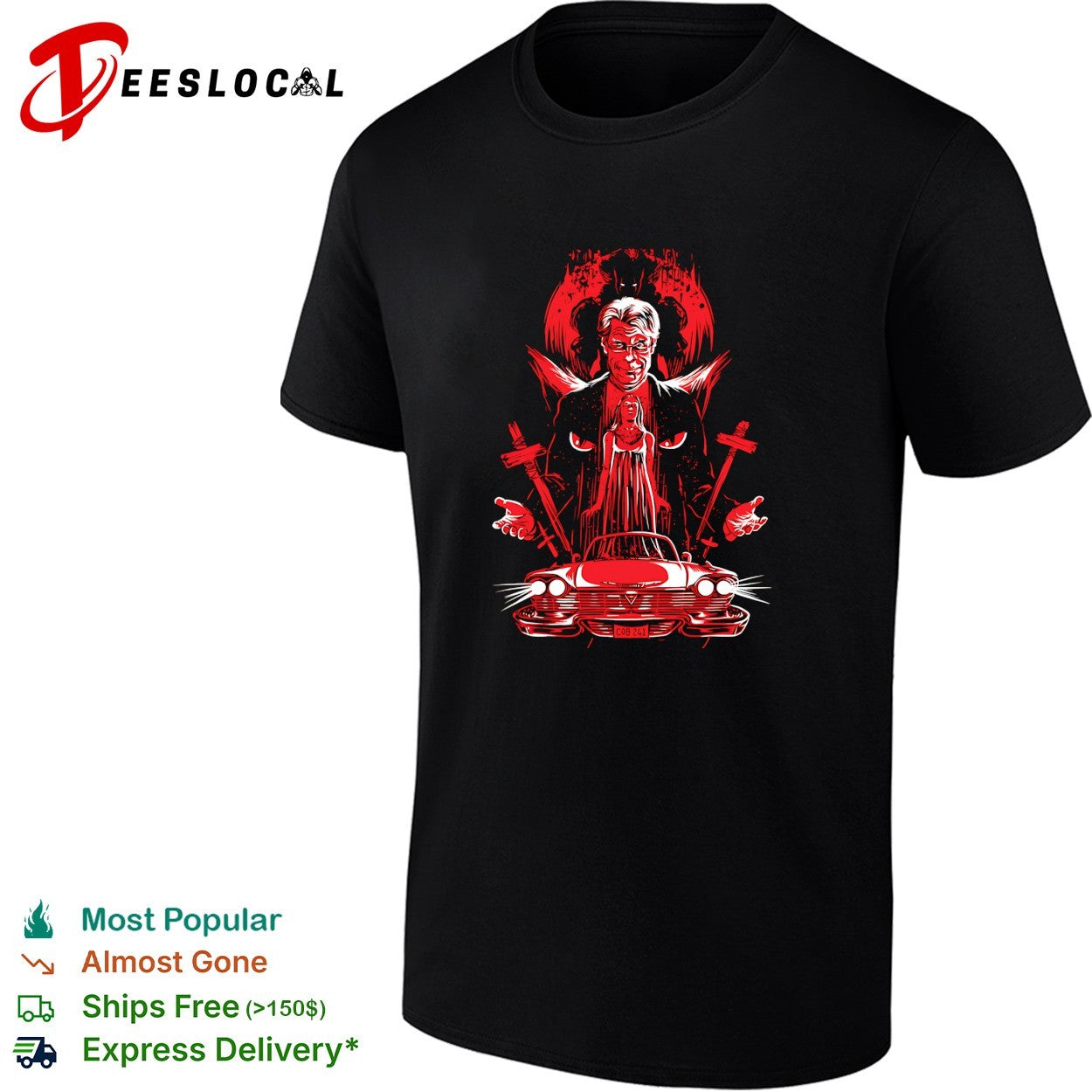 Stephen King featuring imagery from Christine Carrie Pet Sematary and It shirt