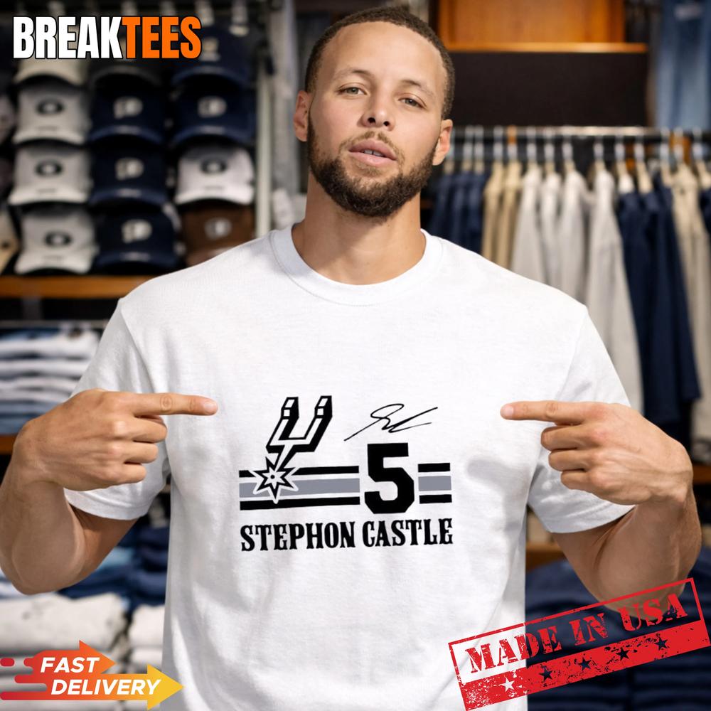 Stephon Castle 5 San Antonio Spurs 2026 NBA Playoff Signature T-Shirt