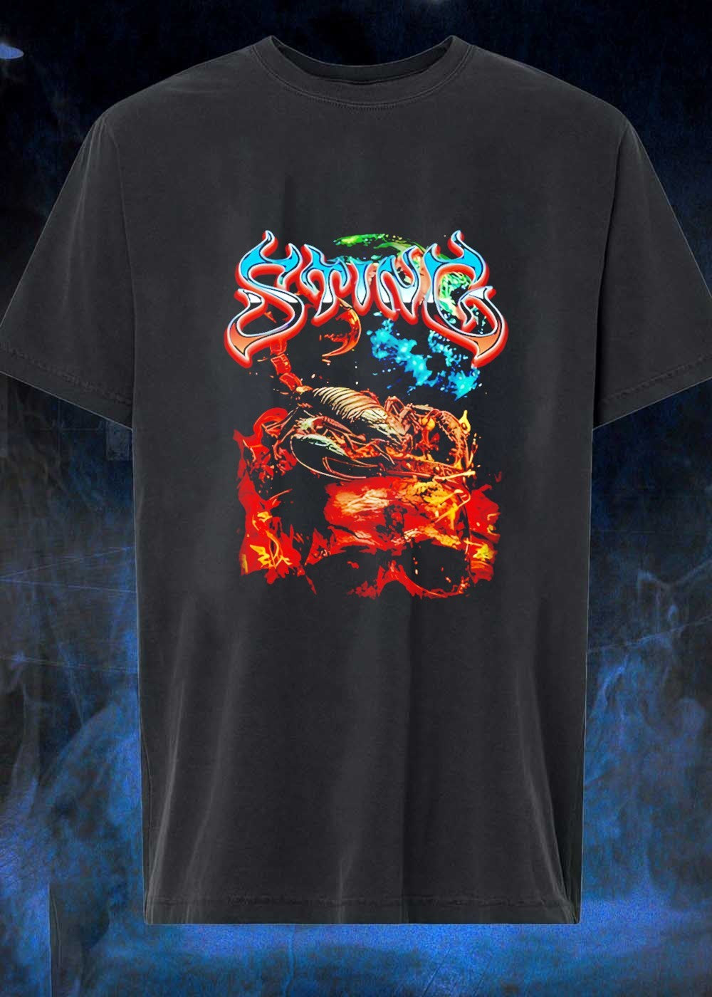 Sting Scorpion Skull Flaming Space T-Shirt