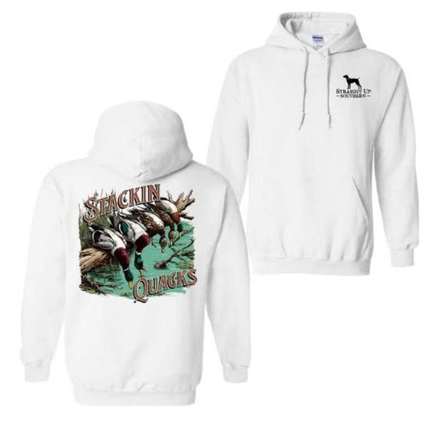 Straight Up Southern Hoodie, Stackin' Quacks Hoodie, Hunting Design With River Duck Image And Slogan 'Stackin' Quacks',...