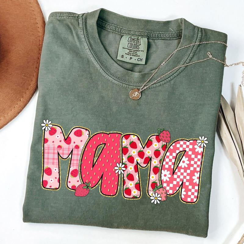 Strawberry Mama Shirt, Strawberry Theme Mom Shirt, New Mom Gift, Cute Strawberry Tee for Mama Hoodie, Sweatshirt