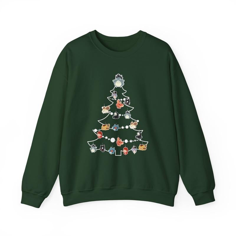 Studio Ghibli Christmas Tree Sweatshirt, Cute Ghibli Characters, Anime Gift T-Shirts, Hoodie | PodTeesHub.com